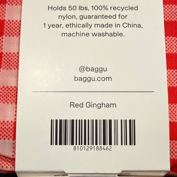 NWT Standard BAGGU Reusable Bag – Red Gingham - Picture 2 of 8